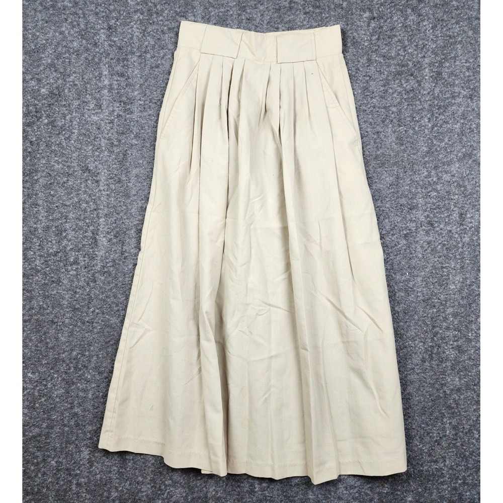 Lord Isaacs Maxi Skirt Womens 24 Tan High Waisted Pleated Made in USA Vintage